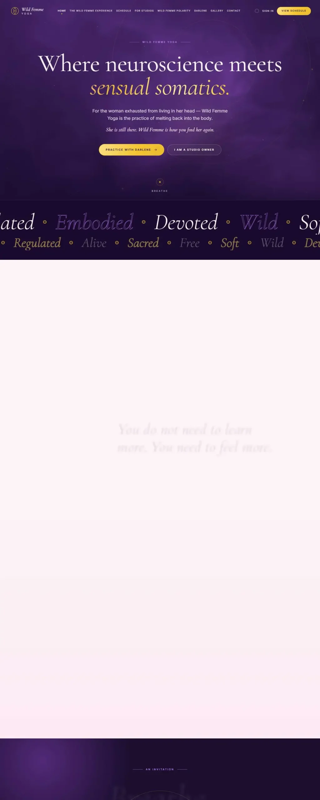 Wild Femme Yoga website